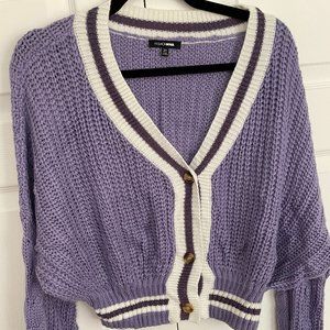 Lavender & White Crop Sweater